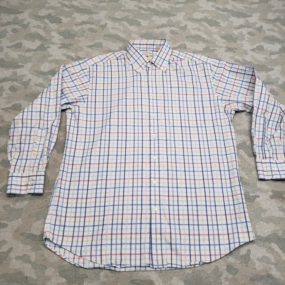 Peter Millar Shirt Mens‎ Large Blue Long Sleeve Button-Up Check
